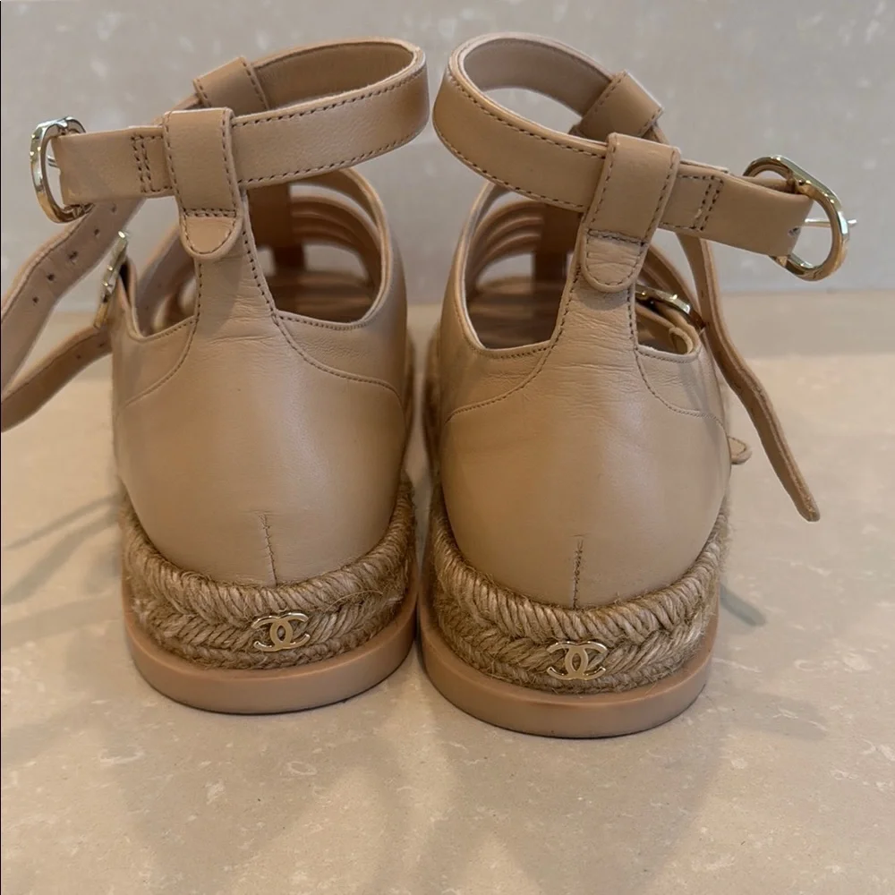 CHANEL Nude Leather Gladiator Sandals - Picture 3 of 4
